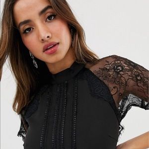 liquorish a line lace detail midi dress